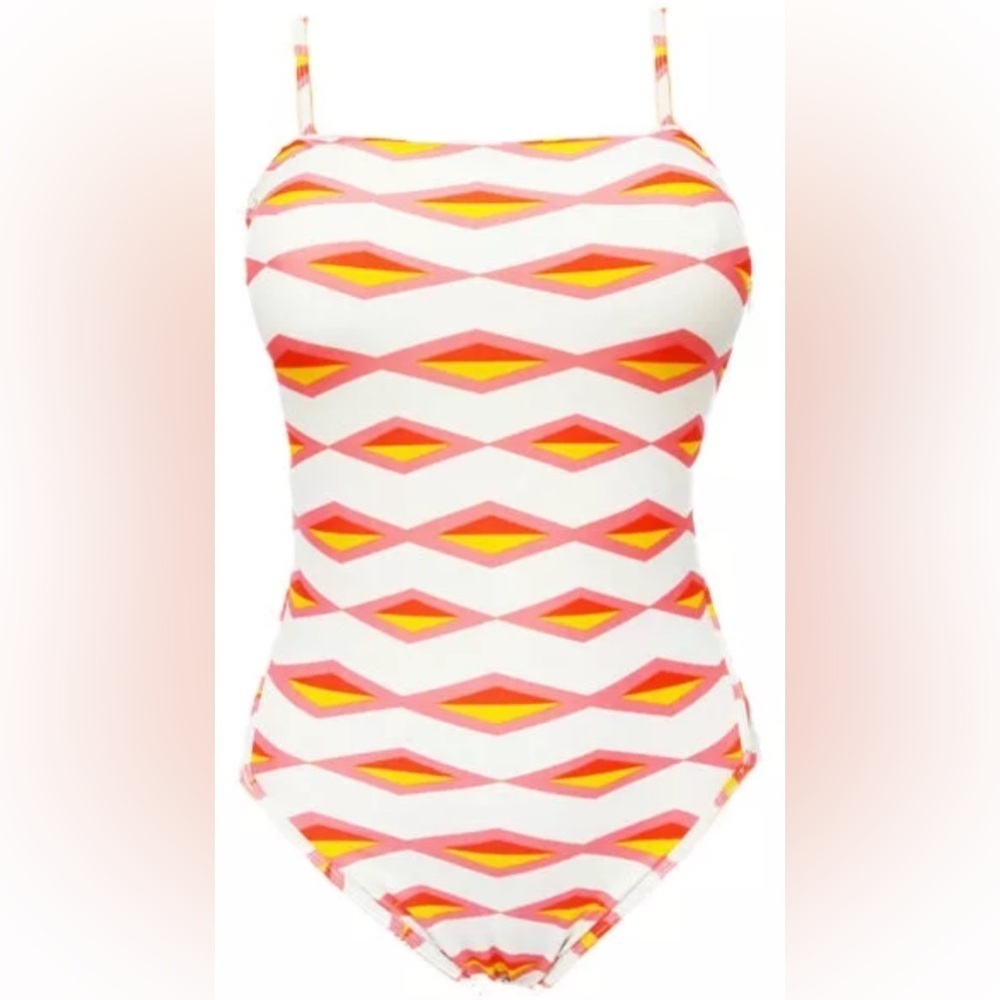 Marc Jacobs Hayley Stripe Tapioca Tank One Piece Maillot Swimsuit Large $164 LNC